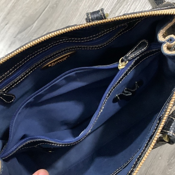 Brahmin Burlap and Croc Stulle Leather Tote Handbag with Matching Crossbody - Picture 12 of 15